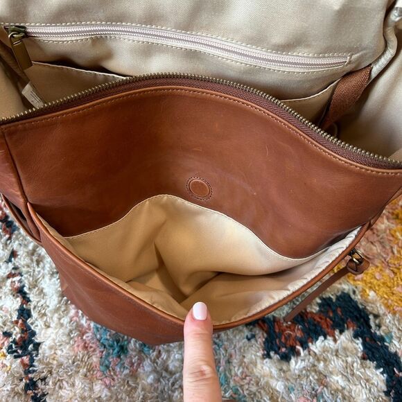 Azaria Luxe La Mère Backpack Grand Brown Leather Baby Diaper Bag - Picture 12 of 13